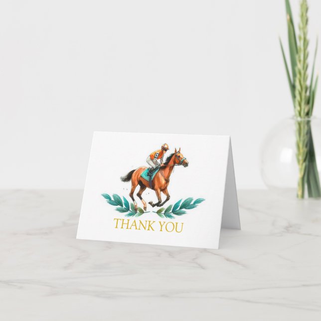 Go Baby Go, Carte de remerciements hippique verte (Devant)