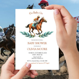 Go Baby Go, Greenery Race Baby Shower Einladung