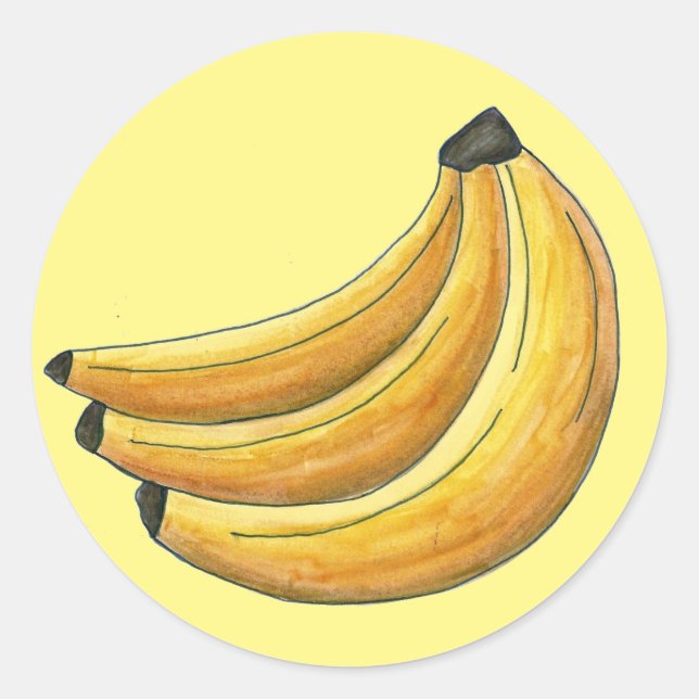 Go Bananas Gelbe Banane Brunch Feinschmecker Obst Runder Aufkleber (Vorderseite)