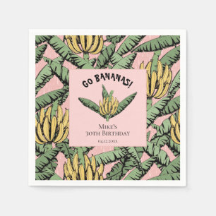 Go Bananen Rosa Gelbe Banane und Blätter Serviette