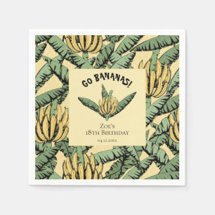 Go Bananen Yellow Tropical Yellow Banana & Blätter Serviette