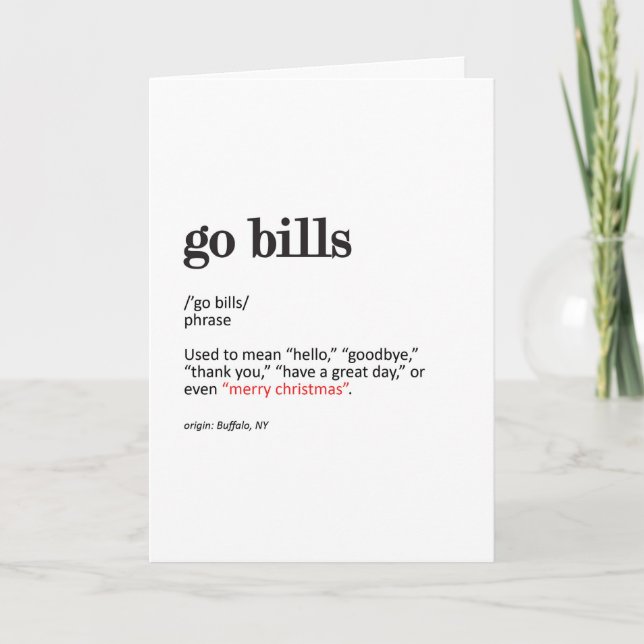 'Go Bills' 5" x 7" Faltschachtel Weihnachtskarte Karte (Vorderseite)