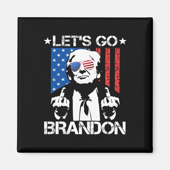 Go Brandon Trump Middle Finger Flag Magnet (Vorne)