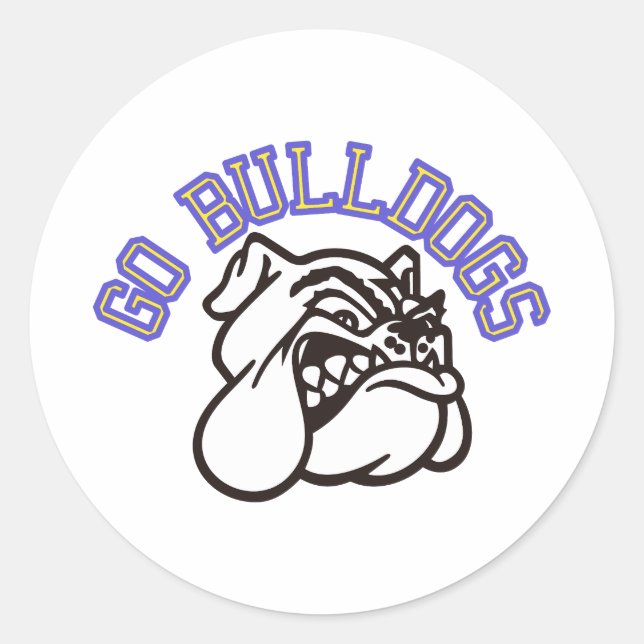 Go Bulldogs (mit Grenze) Runder Aufkleber (Vorderseite)