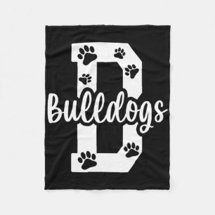 Go Bulldogs Pawprint School Mascot Spirit Football Fleecedecke