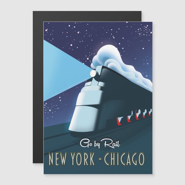 "Go by rail" New York - Chicago Magnetkarte (Vorne/Hinten)