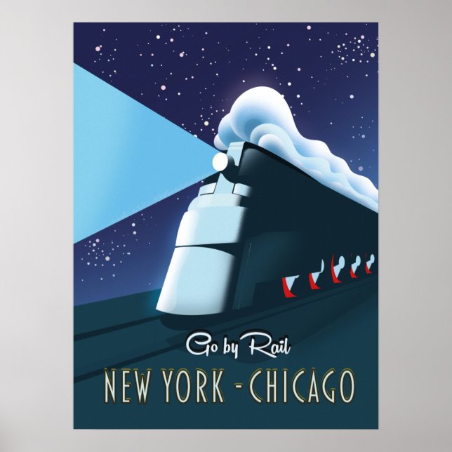 "Go by rail" New York - Chicago Poster (Vorne)