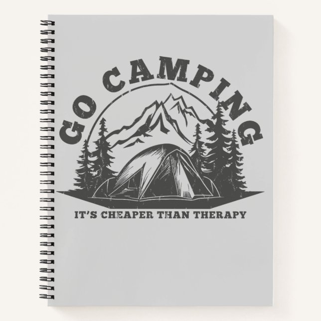 Go Camping billiger als Therapiewitterungsangebot Notizbuch (Vorderseite)