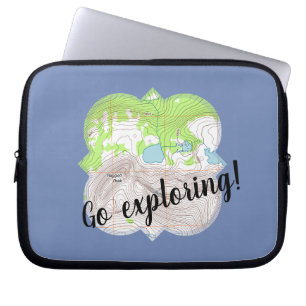 "Go Exploring" Topografische Karte Quatrefoil Laptopschutzhülle