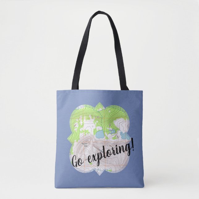 "Go Exploring" Topografische Karte Tasche (Vorderseite)