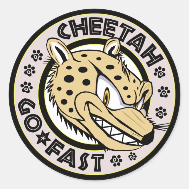 Go Fast Cheetah Runder Aufkleber (Vorderseite)