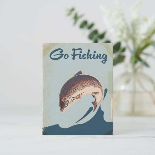 Go Fishing Einladungspostkarte (Stehend Vorderseite)