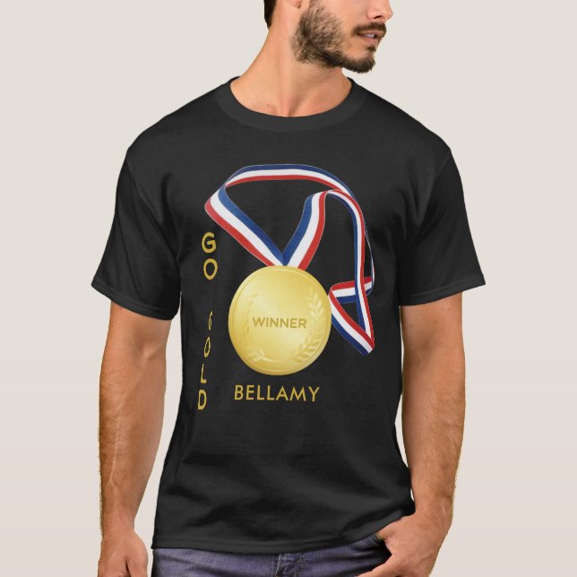 Go For Gold Sports Award Add Name Unisex T-Shirt (Vorderseite)