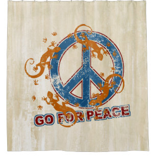 GO FÜR PEACE geckos grunge + deinen Backgr. Duschvorhang