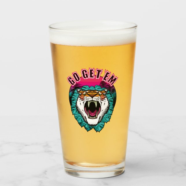Go get sie - Tiger Face Graphic Design Glas (Vorne (Gefüllt))