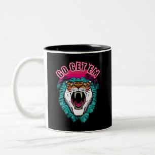 Go get sie - Tiger Face Graphic Design Zweifarbige Tasse