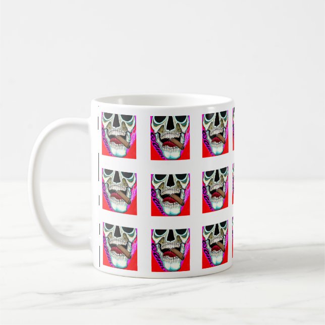 Go Girl Pop Art Skull Muster Kaffeemaschine Tasse (Links)