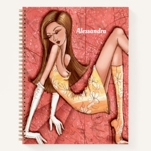 Go-Go Girl Fashion Illustration Original Art Notizbuch