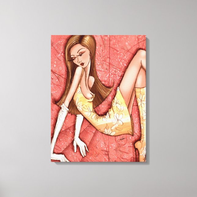 Go-Go Stiefel Sassy Glam Girl Mode Illustration Leinwanddruck (Vorderseite)