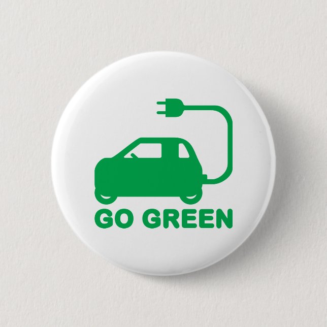 Go Green ~ Drive Electric Cars Button (Vorderseite)