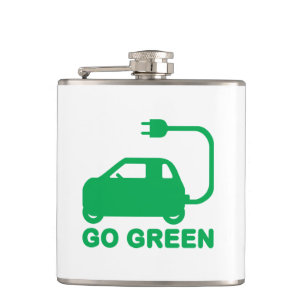 Go Green ~ Drive Electric Cars Flachmann
