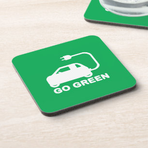 Go Green ~ Drive Electric Cars Getränkeuntersetzer