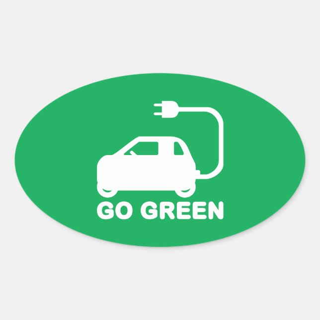 Go Green ~ Drive Electric Cars Ovaler Aufkleber (Vorderseite)