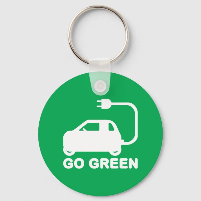 Go Green ~ Drive Electric Cars Schlüsselanhänger (Vorderseite)