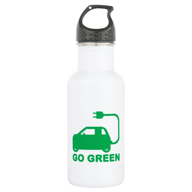 Go Green ~ Drive Electric Cars Trinkflasche (Vorderseite)