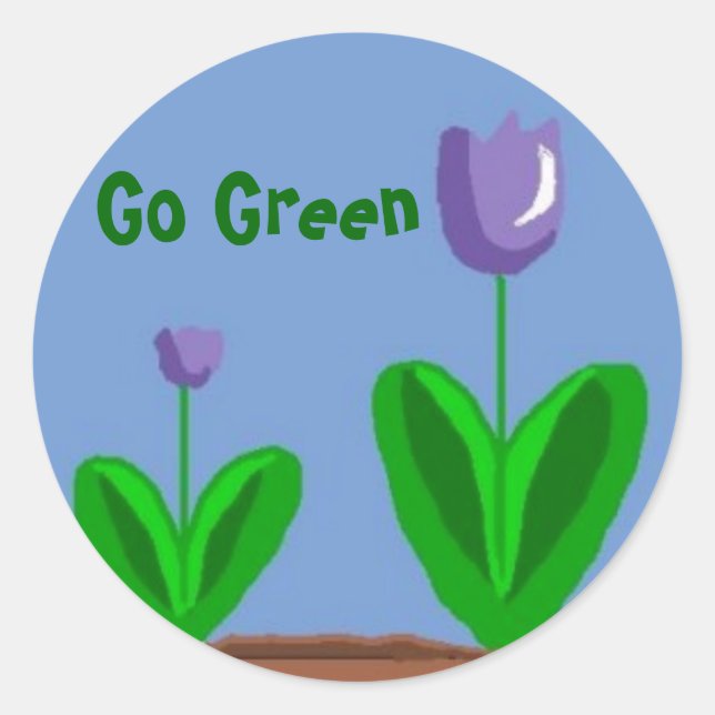 Go Green Flower Garden Runder Aufkleber (Vorderseite)