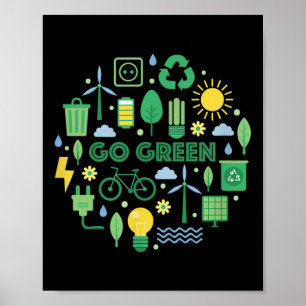 Go Green – Nachhaltigkeit, Klimaschutz, Umwelt Poster