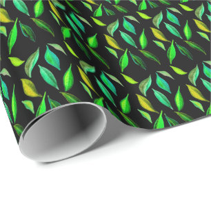 Go Green Öko Blätter Aquarellbilder Geschenkpapier