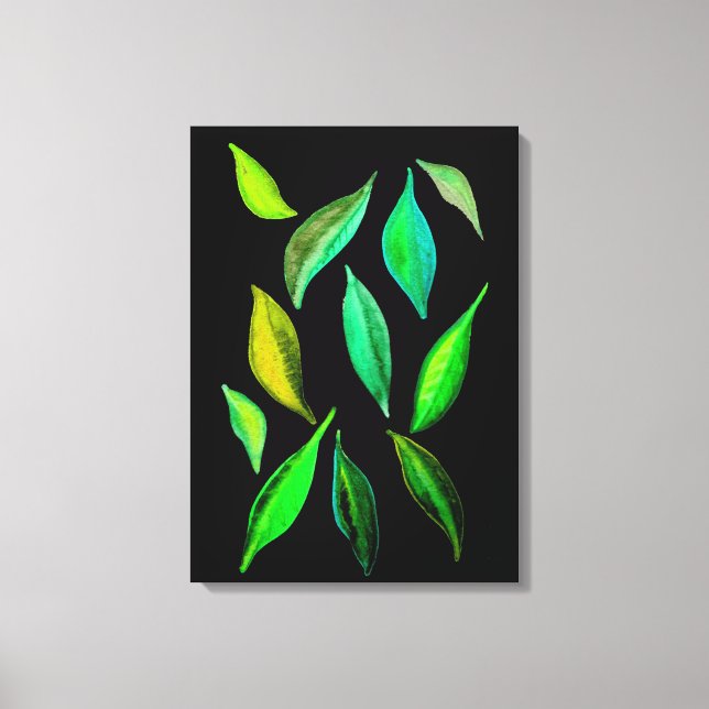 Go Green Öko Blätter Aquarellbilder Leinwanddruck (Vorderseite)