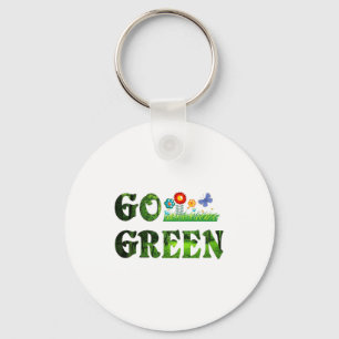 Go Green Öko-Freundlich Vegetarisch Rette den Wald Schlüsselanhänger