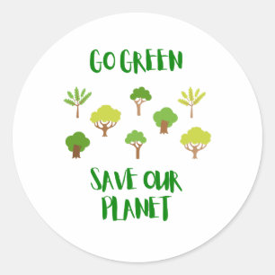 Go Green Rett Our Planet Runder Aufkleber