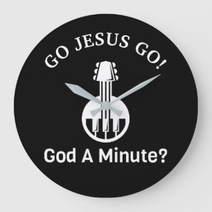GO JESUS GO! Gott, eine Minute? Große runde Wall-U Wanduhr