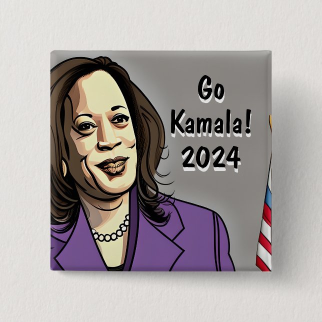 Go Kamala 2024 US-Präsidentschaftswahl Button (Vorderseite)