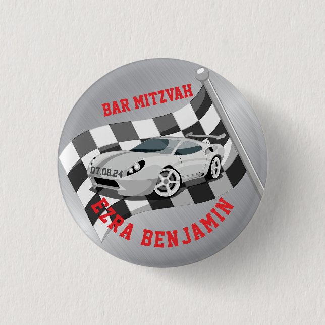 Go-Kart Auto Racing Bar Mitzvah Button (Vorderseite)