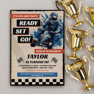 Go Kart Birthday Party Einladung