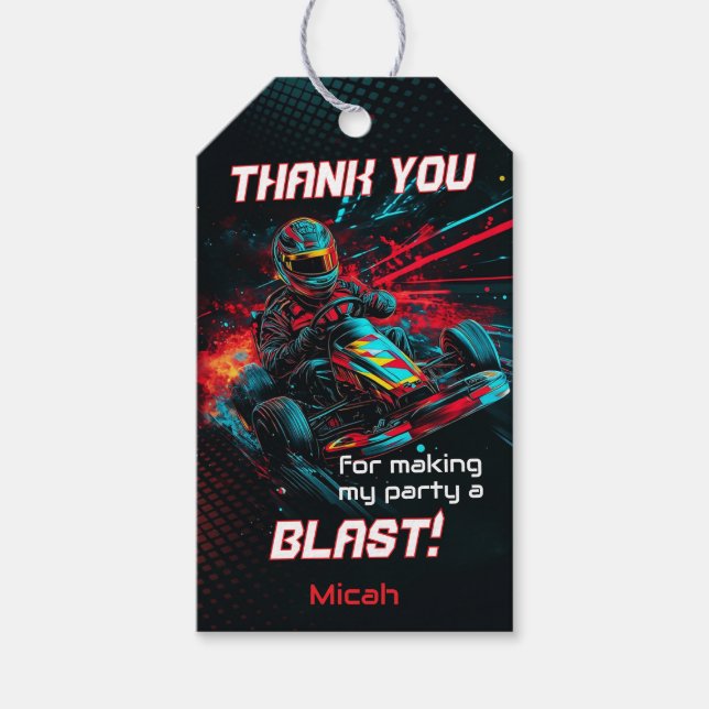 Go Kart Dankeschön Tag, Racing Gastgeschenk Geschenkanhänger (Vorderseite)