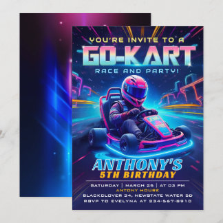 Go kart Race Birthday Party Einladung