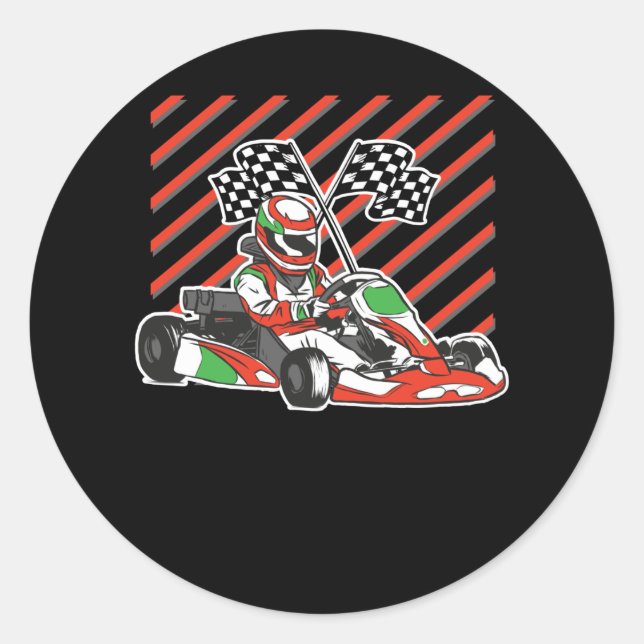 Go Kart Race Runder Aufkleber (Vorderseite)