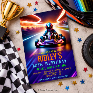 Go Kart Racing Birthday Einladung