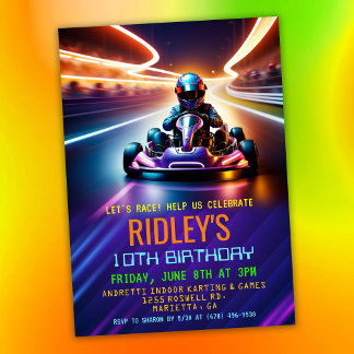 Go Kart Racing Birthday Einladung