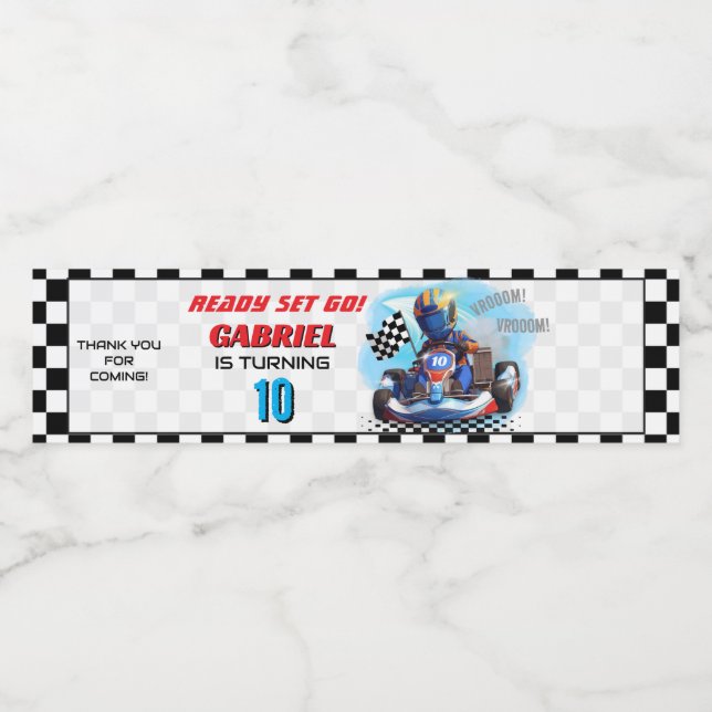 Go Kart Racing Birthday - Racing cars (Einzelnes Label)