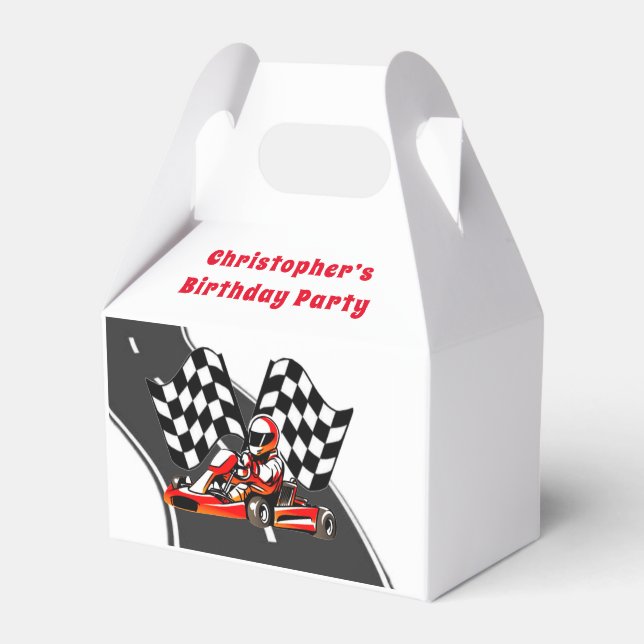 Go Kart Racing Boy Birthday Party Geschenkschachtel (Vorderseite)
