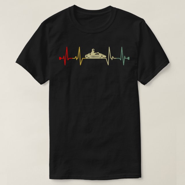 Go Kart Racing Heartbeat Retro T-Shirt (Design vorne)