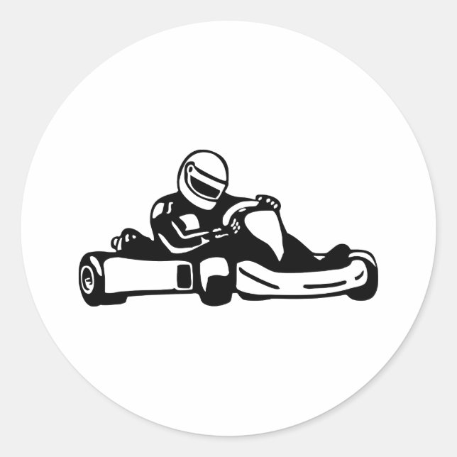 Go Kart Racing Runder Aufkleber (Vorderseite)