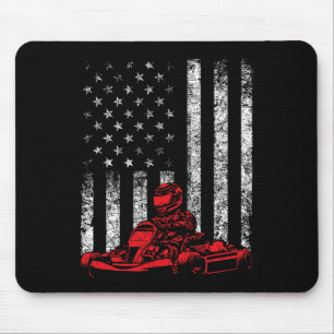 Go Kart Rennen - Go Karting USA Amerikanische Flag Mousepad