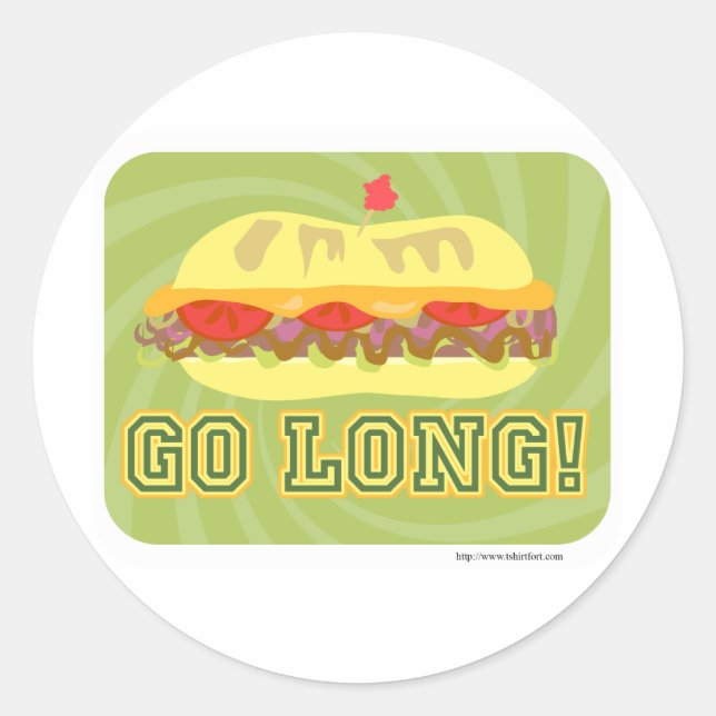 Go Long Runder Aufkleber (Vorderseite)